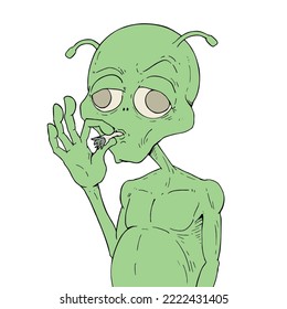 Design of funny alien smoking