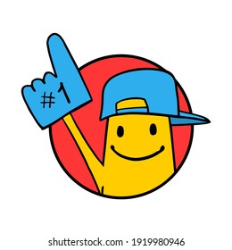 Design of funny character celebrating a victory