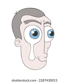 Design of funny cry face draw