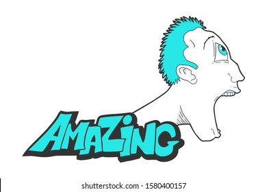 Design of funny expression and amazing message