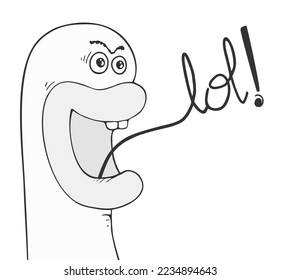 Design of funny face and lol message