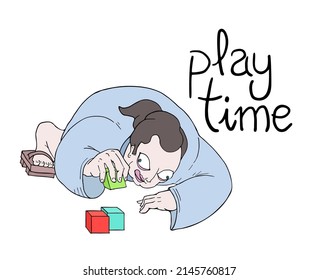 Design of funny fat man playing