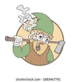 Design of funny gnome smoking