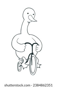 Design of funny goose cycling to coloring