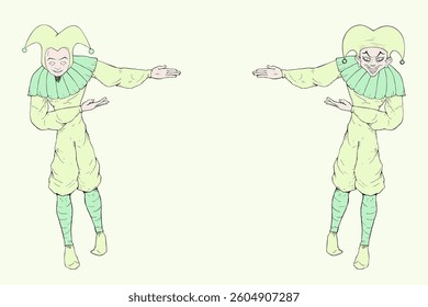 Design of funny harlequin draw