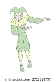 Design de desenho de arlequim engraçado