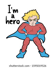 Design of funny hero illustration