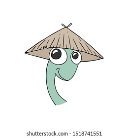 design of funny lizard with kasa hat