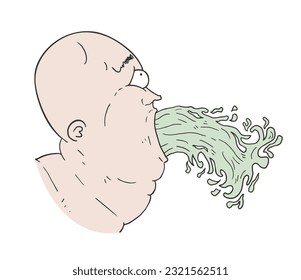 Design of funny man vomiting draw