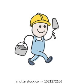 design of funny mason worker draw