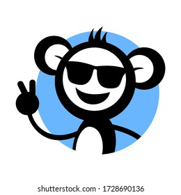 Design of funny monkey with sunglasses