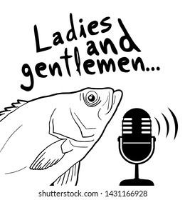 design of funny presenter fish draw