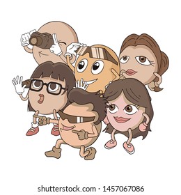 Design of funny puppets looking surprised