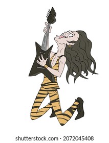 Design of funny rocker playing guitar