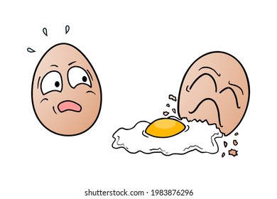 Design of funny scene with broken egg