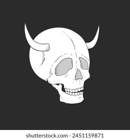 Design of funny skull hand draw
