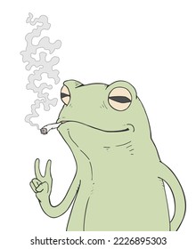 Design of funny toad smoking