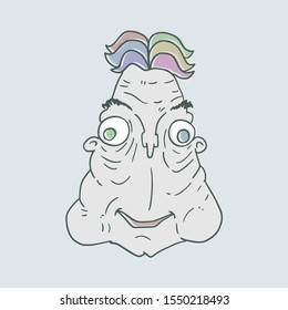 design of funny ugly face draw