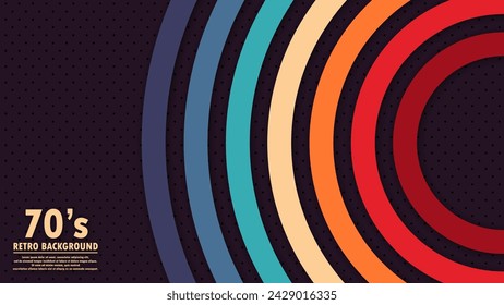 Design in futuristic 1970's 1980's 1960's era line frame retro style. Abstract perforated retro vintage background with circles element and retro colors. Vector funky illustration.