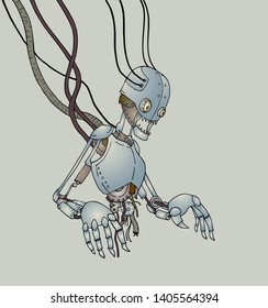 design of futuristic broken robot