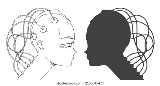 Design of futuristic cyber woman illustration
