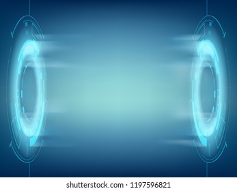 Design of futuristic HUD user interface with copy space. Stock vector illustration.