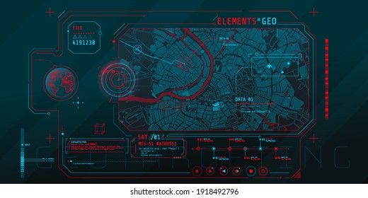 Design of a futuristic software interface for tracking geo-position.