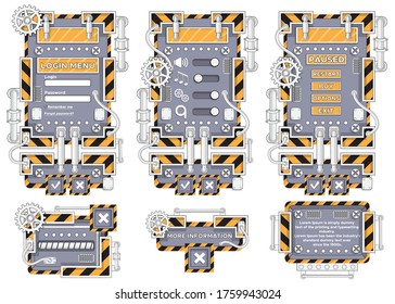 Design of the game user interface. Futuristic frames. Isolated on white background. Vector illustration.