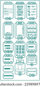 Design of the game user interface. Minimalist style. Isolated on white background. Vector illustration.