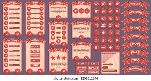 Design of the game user interface. Vector illustration.