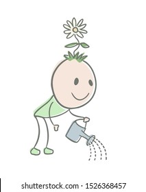 design of gardener watering illustration