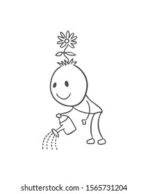 design of gardener watering illustration