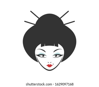 Design of geisha face illustration