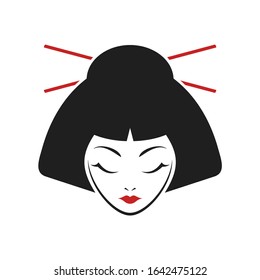 Design Of Geisha Face Illustration