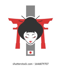 Design of geisha face illustration