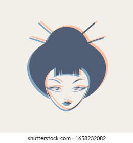 Design of geisha face illustration