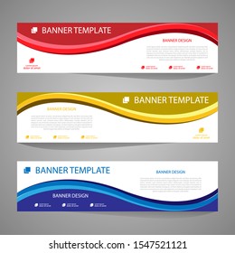 Design a geometric abstract banner template. one design into three colors. for advertising, business, events, schools, vector illustrations. eps10
