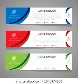Design a geometric abstract banner template. one design into three colors. for advertising, business, events, schools, vector illustrations. eps10