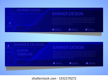Design a geometric abstract banner template. technological style with a blue background. eps 10