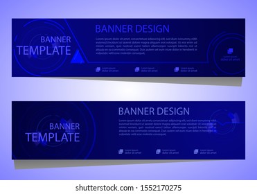Design a geometric abstract banner template. technological style with a blue background. eps 10