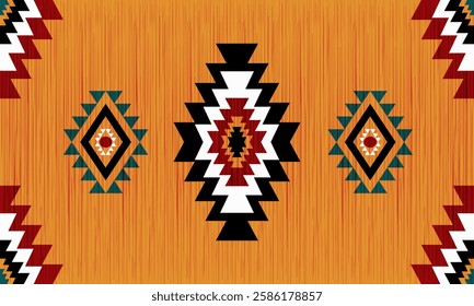 Design of geometric art ornaments. Design for fabric, clothing, cover, wallpaper, wrapping, carpet. Ikat embroidered abstract. Oriental pattern traditional.