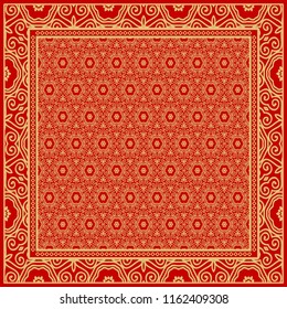 Design of a Geometric Flower Pattern. vector. For Print Bandana, Shawl, Carpet.