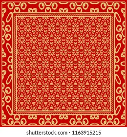 Design of a Geometric Flower Pattern. vector. For Print Bandana, Shawl, Carpet.