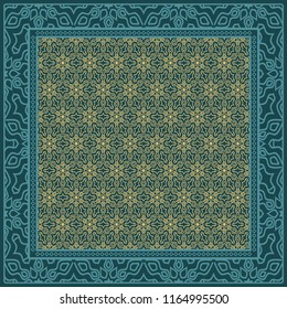 Design of a Geometric Flower Pattern. vector. For Print Bandana, Shawl, Carpet.
