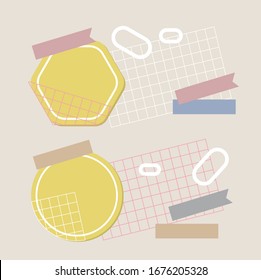 Design geometric and graph paper line sticky note vector.