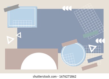Design geometric and graph paper line sticky note and letter vector.