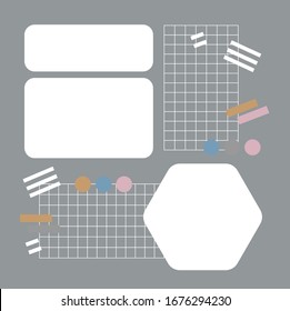 Design geometric and graph paper line sticky note vector.