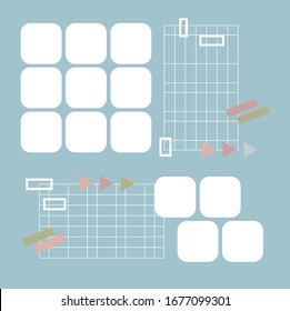 Design geometric and graph paper line sticky note vector.
