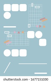 Design geometric and graph paper line sticky note vector.