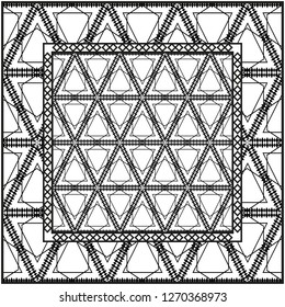 Design of a Geometric Pattern. vector. Repeating sample figure and line. For fashion interiors design, wallpaper, textile industry. White and black.